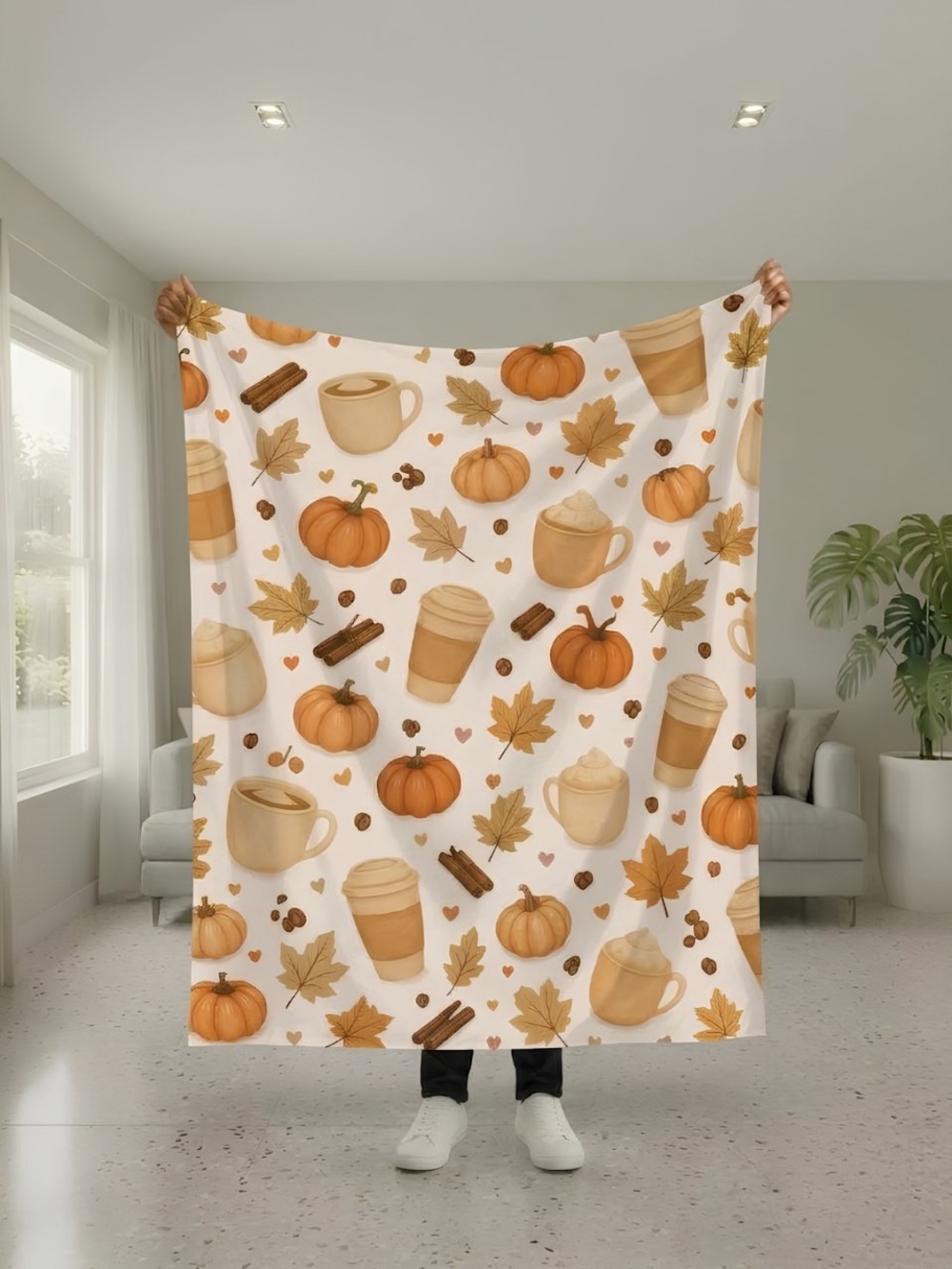 Autumn Pumpkin Spice Blanket - Neutral Orange